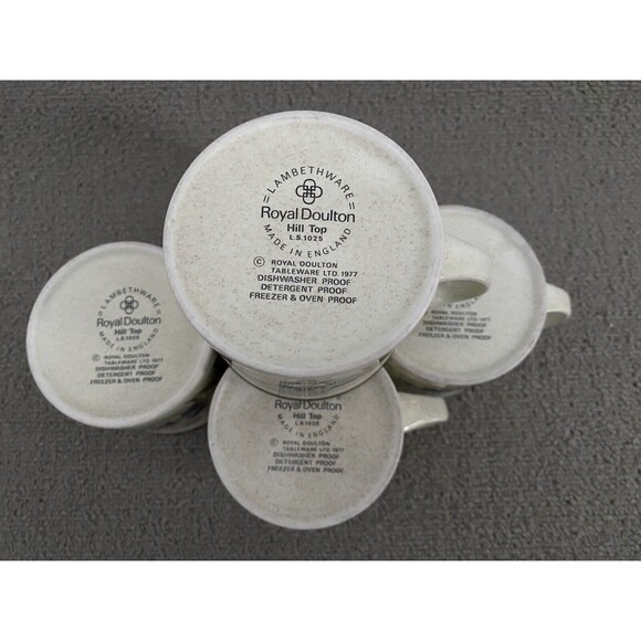 1970's Vtg Royal Doulton Hill Top Coffee Tea Mug Cup Lambetware England Set of 5 - Picture 5 of 7